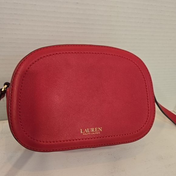 Lauren Ralph Lauren Jordann Red Leather Mini Crossbody Bag - Picture 5 of 10